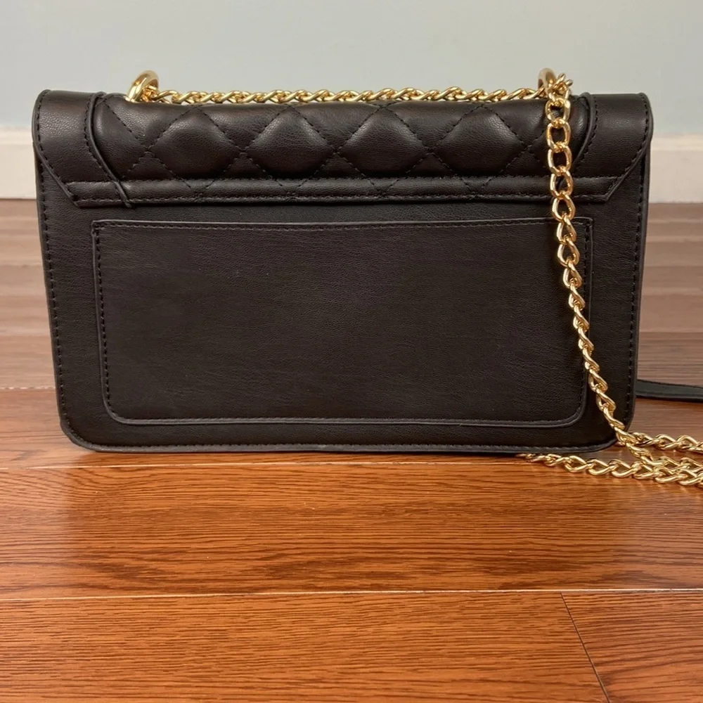 Badgley Mischka Quilted Studded Black Vegan Leather Cross Body Bag